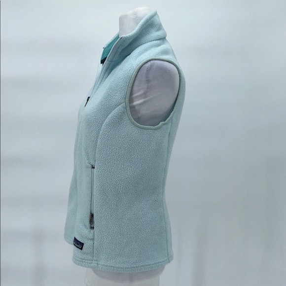 Patagonia Light Blue Fleece Vest Womens Medium Zip Pockets - Picture 5 of 11